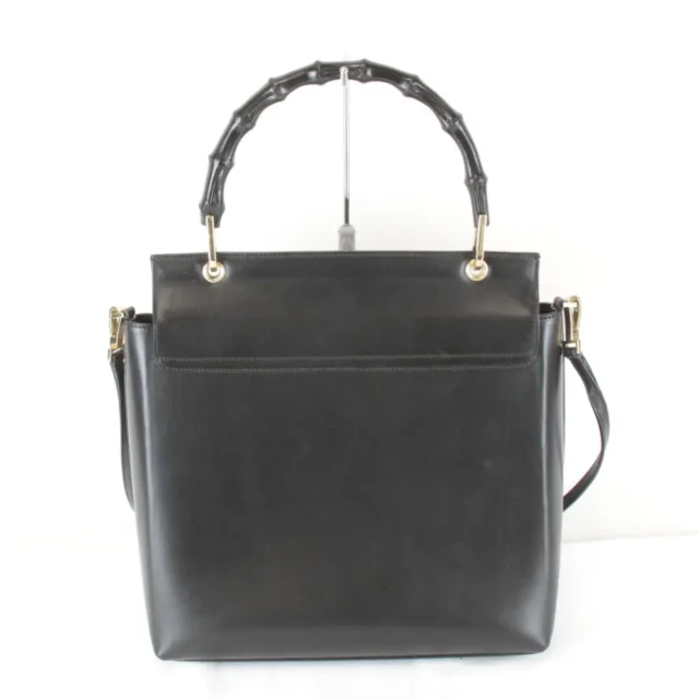 Gucci Bamboo Leather 2way Shoulder Bag in Black Leather from LuxUness, photo 2 of 9