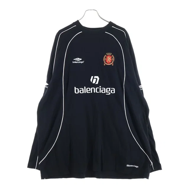 Balenciaga 24 SS Paris Soccer Football Long Sleeve T-Shirt Black in Black from The Reluxe
