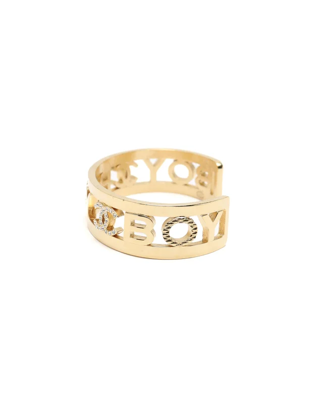 Chanel Coco Mark Boy Rhinestone Bangle Bracelet from A Retro Tale, photo 2 of 6