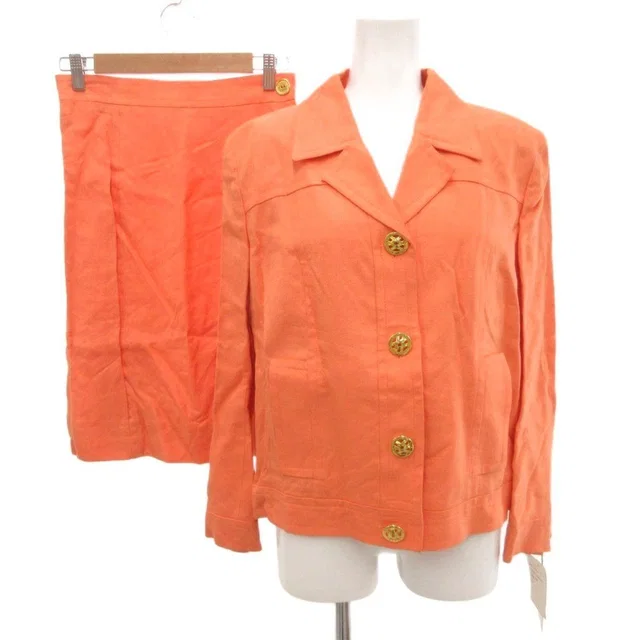 Celine Color Suit Set Tailored Open Collar Jacket Skirt Logo Golden Button from The Reluxe