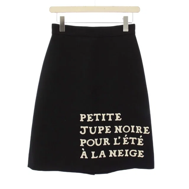 Gucci Wool Logo Print Skirt Knee Length Trapezoid 38 Black in Black Wool from The Reluxe