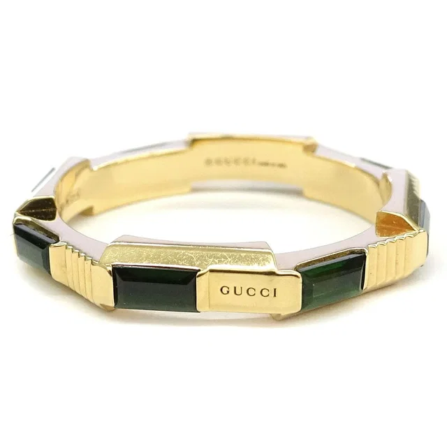 Gucci Ring Link to Love Octagon Green Tourmaline 18K Yellow Gold in Green from The Reluxe