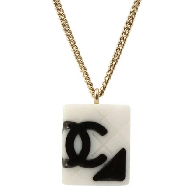 Chanel 2005 Cambon Necklace Gold/White/Black in Black from VINTAGE QOO TOKYO