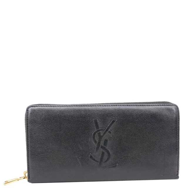 Saint Laurent Belle De Jour Chevre Leather Zip Around Wallet Black in Black Goatskin from Dallas Designer Handbags