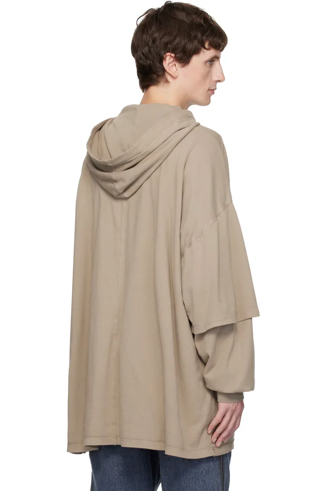 Rick Owens DRKSHDW Taupe Concordians Tommu Hustler Hoodie, photo 3 of 4 from SSENSE