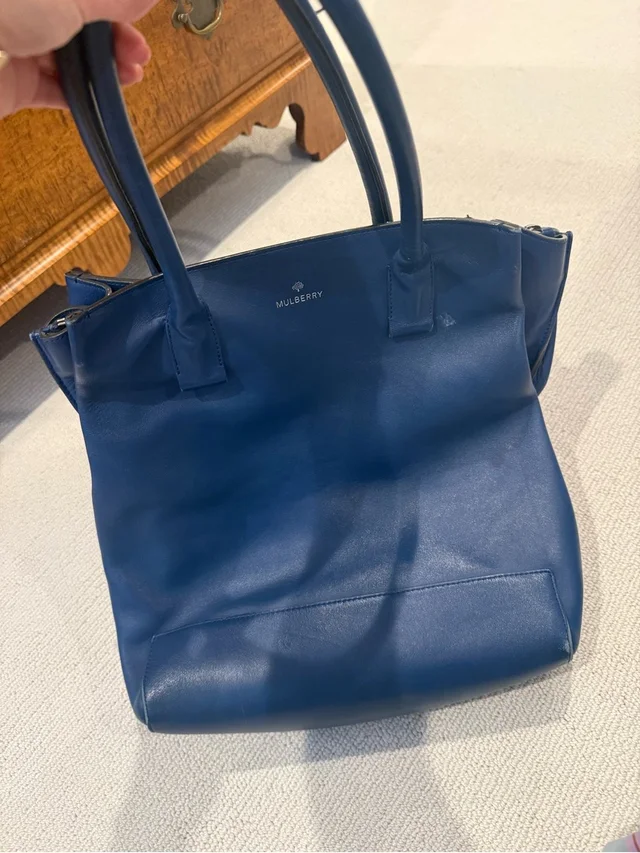 Mulberry Navy Leather Tote With Top Handles in blue Leather from Poshmark
