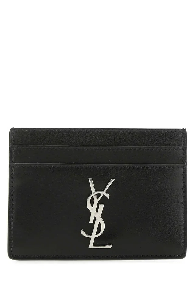 Saint Laurent Logo-Embossed Calfskin Card Case — Black Wallet in Black Calfskin from HEWI