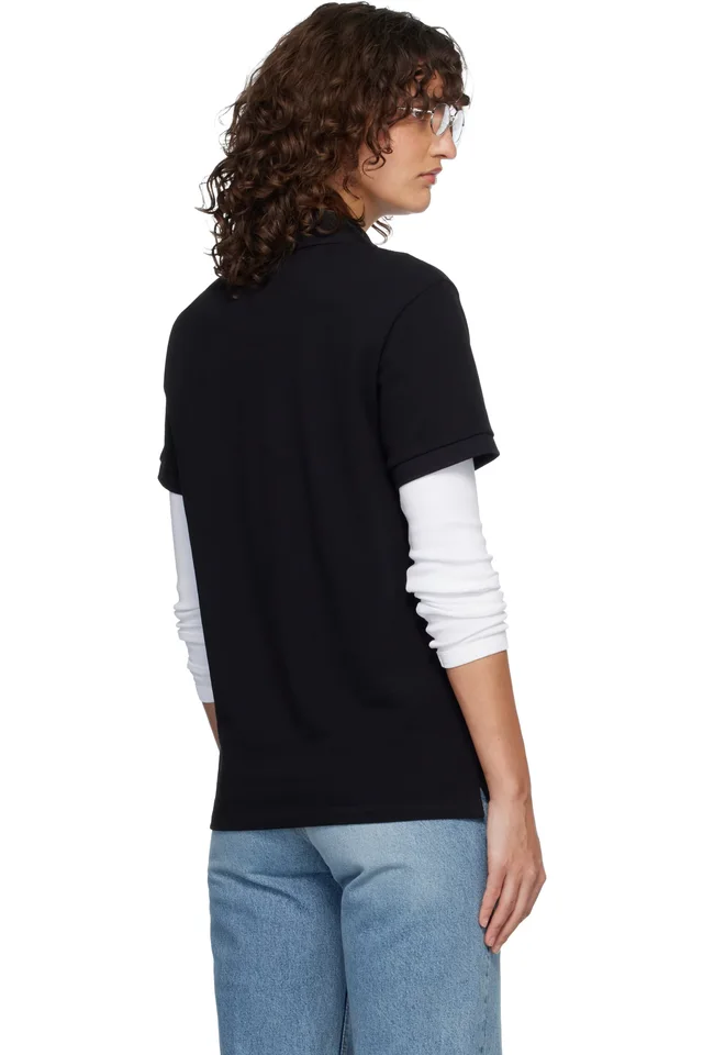 AMI Paris Black Cotton Ami de Coeur Polo, photo 3 of 4 from SSENSE