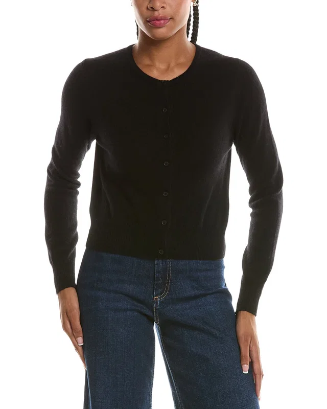 Forte Cashmere Basic Cropped Button 100% Cashmere Cardigan, image 1 of 1 from Gilt
