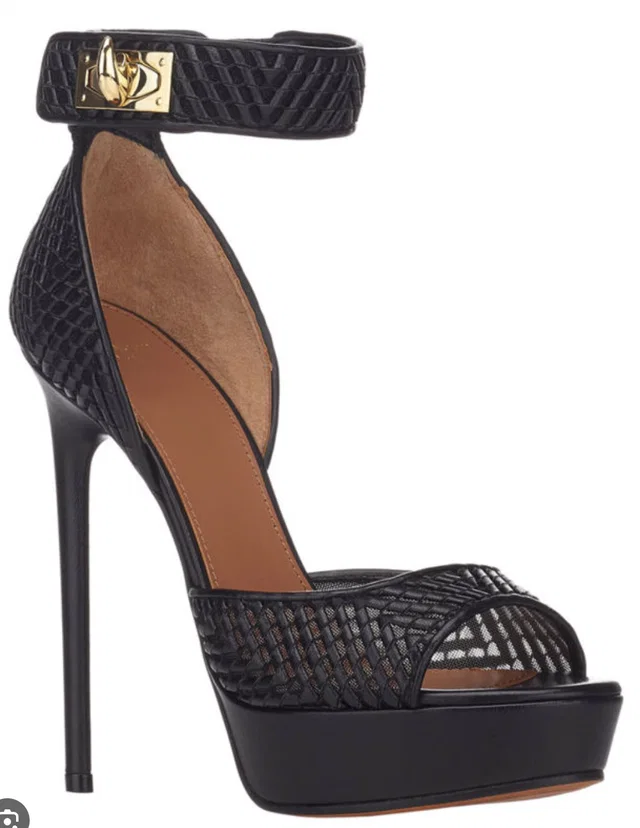 Givenchy Black Signature Claw Platform Sandals in Black Leather from HEWI