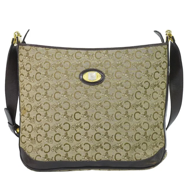 Celine C Sulky Shoulder Bag Canvas Beige Brown in Brown Canvas from The Reluxe