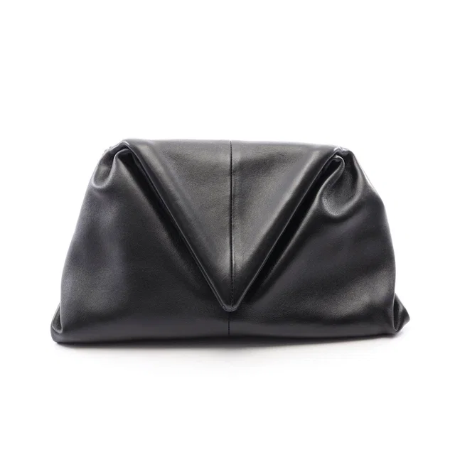 Bottega Veneta Triangle Flap Leather Clutch Bag in Leather from LuxUness