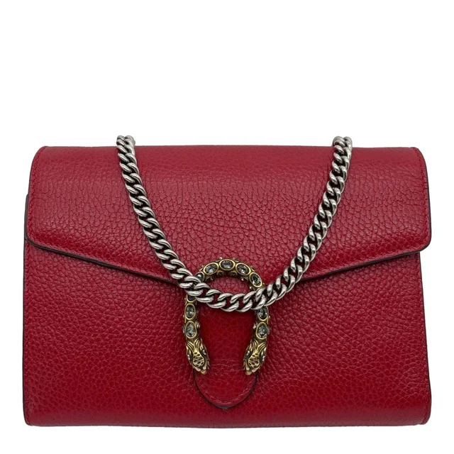 Gucci Dionysus Mini Calfskin Leather Wallet on Chain Red 401231 in Red Calfskin from Dallas Designer Handbags