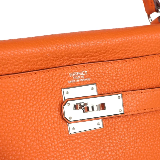 Hermès Kelly Retourne 32 Orange Togo Palladium Hardware in Orange Togo leather from Madison Avenue Couture, photo 7 of 9