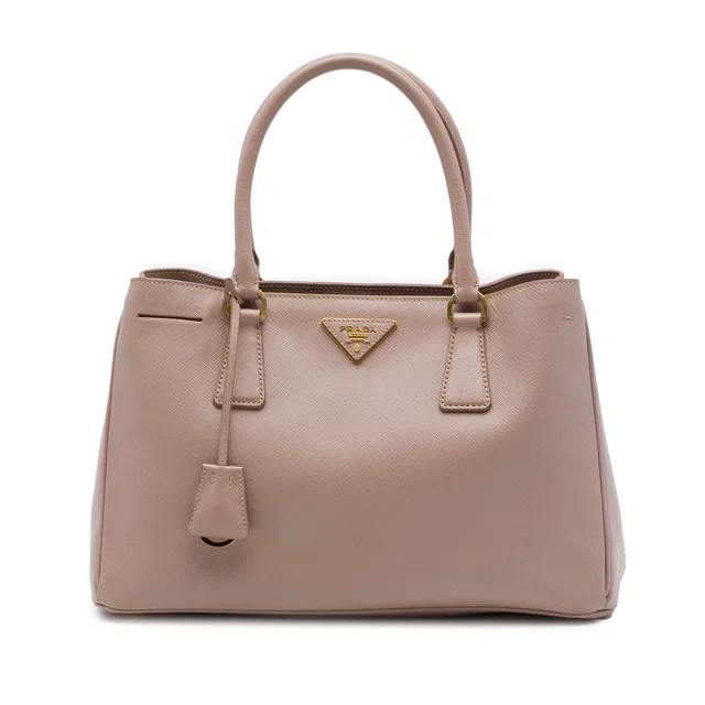 Brown Prada Small Saffiano Lux Gardeners Tote Satchel in Brown Saffiano leather from Designer Revival