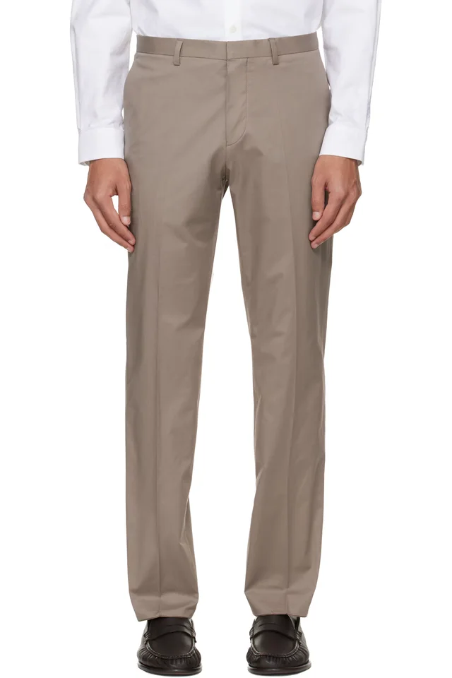 Taupe Extra Slim Fit Trousers, image 1 of 1 from SSENSE