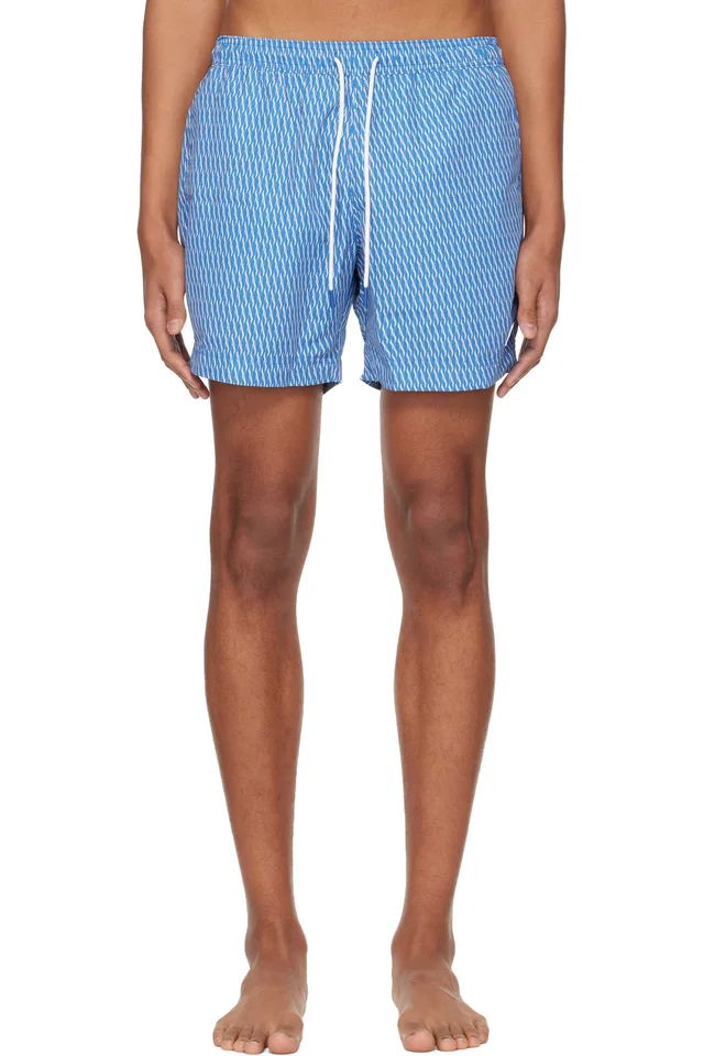 BOSS Blue Micro-Print Swim Shorts, image 1 of 1 from SSENSE