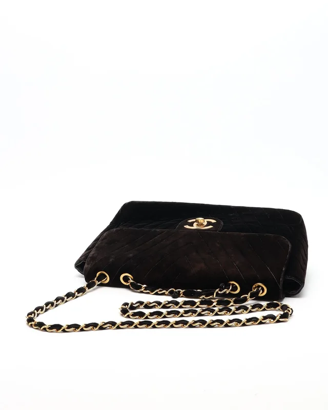 Chanel Classic Velvet Chevron Single XL Flap Bag in Velvet from A Retro Tale, photo 5 of 11