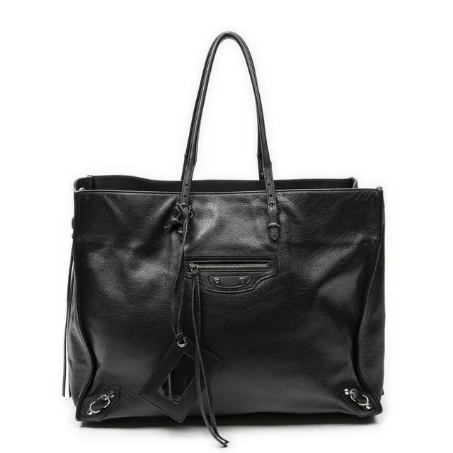 Balenciaga Papier A6 Zip Around Tote Bag Black Gray Calfskin Leather in Black Calfskin from The Reluxe
