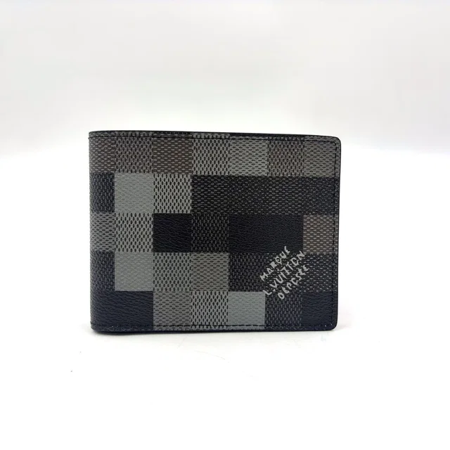Louis Vuitton Portefeuille Calfskin Correspondence Leather Black Bifold Wallet in Black Calfskin from The Reluxe