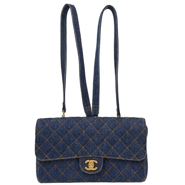 Chanel 1996-1997 Denim Blue Backpack in Blue Denim from AMORE Vintage Tokyo