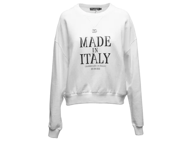 White & Black Dolce & Gabbana Graphic Print Crewneck Sweatshirt Size US L in Black from Designer Revival