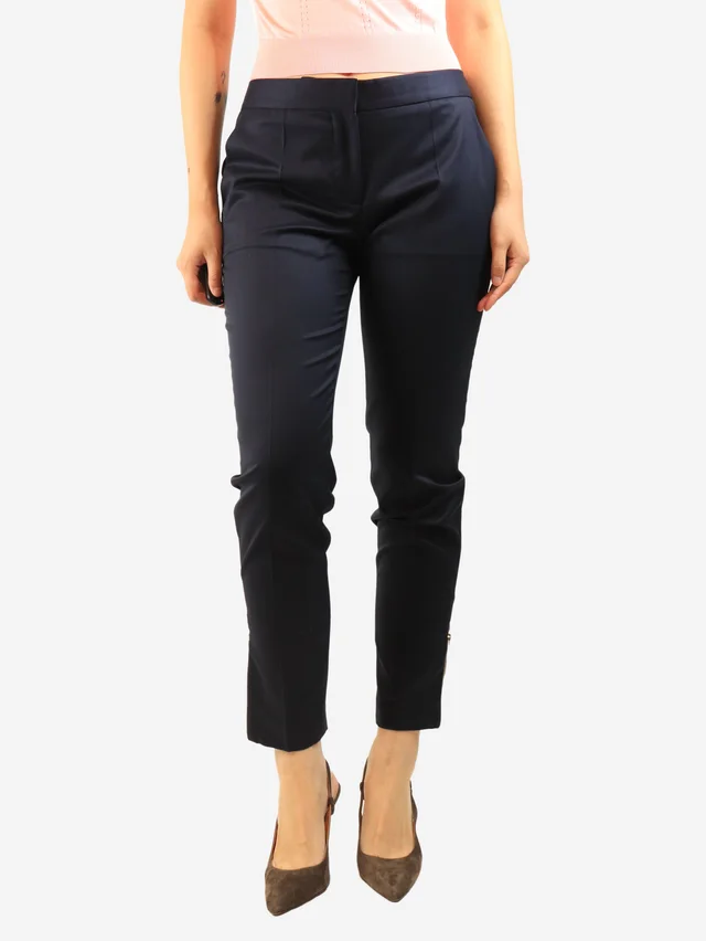 Stella McCartney Navy wool tapered trousers - size UK 10 in Navy Wool from Sign of the Times