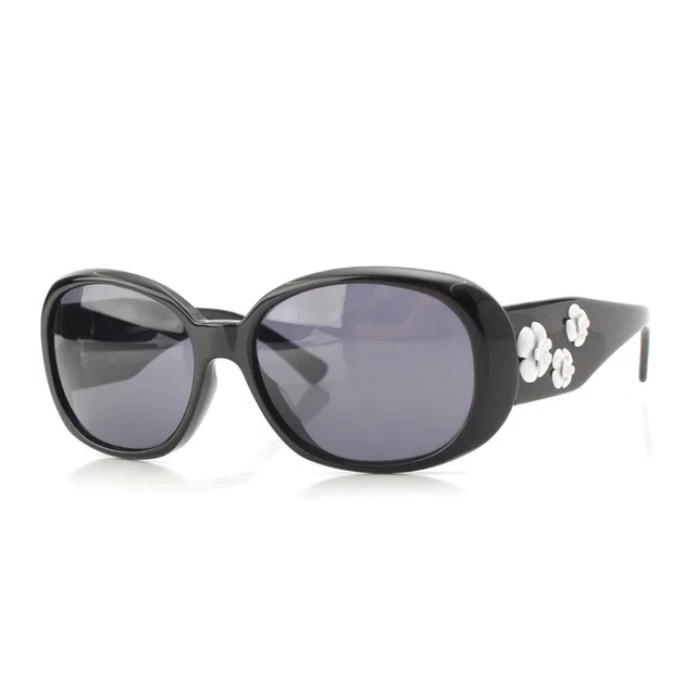 Chanel Camellia Sunglasses Eyewear Black in Black from The Reluxe
