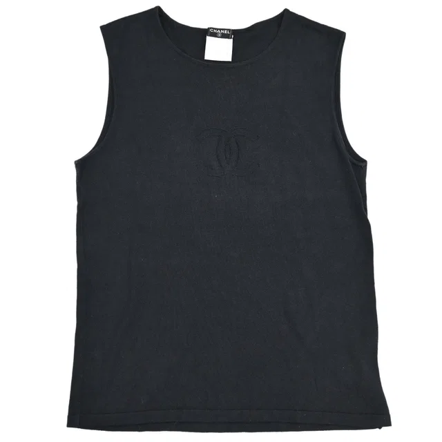 Chanel 2005 Sleeveless Tank Top Knit Black #38 in Black from AMORE Vintage Tokyo