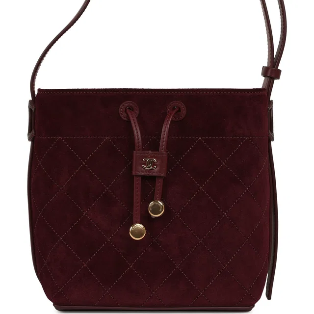 Chanel Small "CC Loop" Drawstring Bucket Bag in Burgundy Calfskin from Madison Avenue Couture