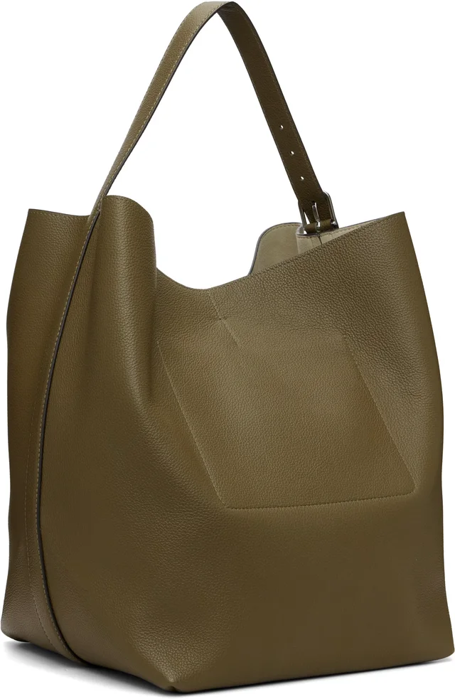 TOTEME Brown Belted Grained-Leather Tote, photo 7 of 8 from SSENSE