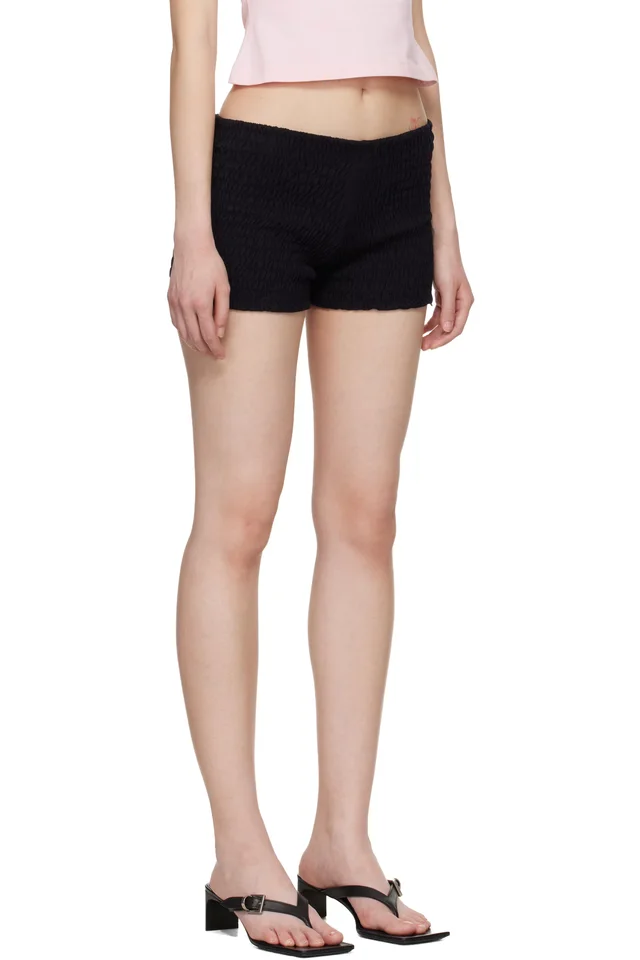 VETEMENTS Black Gathered Baby Shorts, photo 2 of 4 from SSENSE