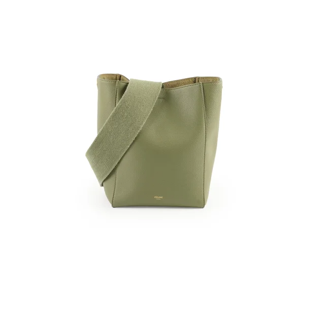 Celine Sangle Bucket Bag Green in Green Calfskin from The Purse Affair