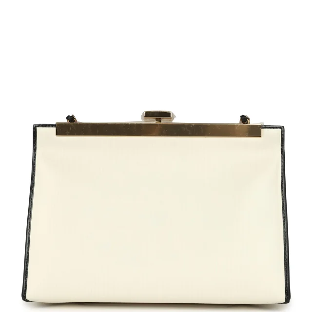Chanel "Shop By Night" Clutch Bag White, Black Printed Calfskin Gold Hardware in Black Calfskin from Madison Avenue Couture, photo 4 of 9