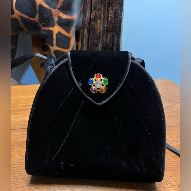 Bally Vintage Black Velvet Long Strap Jem Clasp Evening Crossbody Purse! in black Velvet from Poshmark