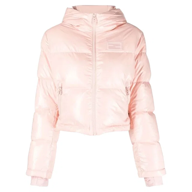 Fendi Pink Cropped Zip Padded Down Jacket - size M in Pink from Luxury Promise