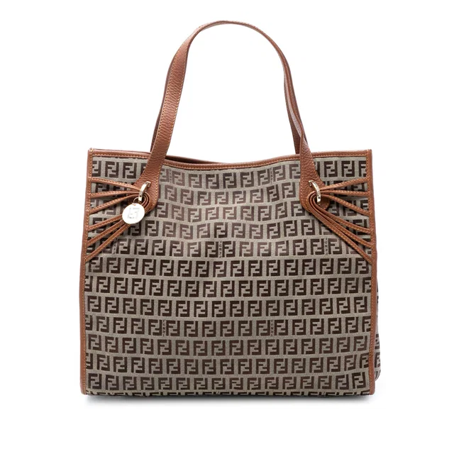 Brown Fendi Zucchino Canvas Tote in Brown Canvas from Designer Revival