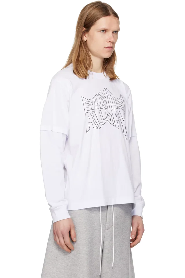 White 'geoff sacai' Print L/S T-shirt, photo 2 of 2 from SSENSE