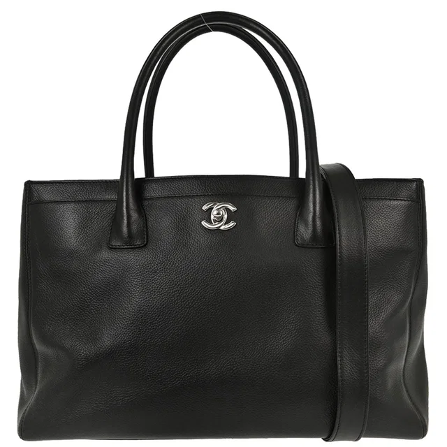 Chanel 2008-2009 Black Calfskin Executive Cerf 2way Shoulder Tote Bag in Black Calfskin from AMORE Vintage Tokyo