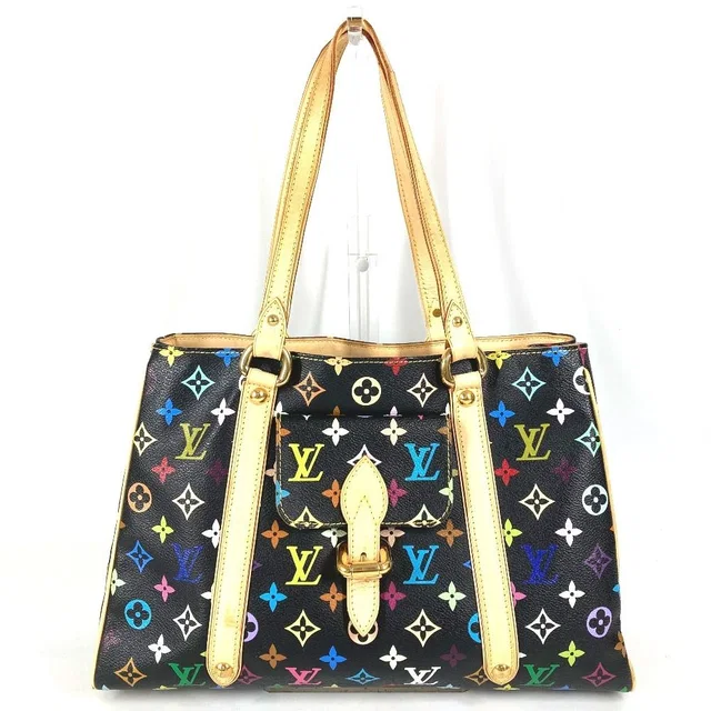 Louis Vuitton Shoulder Bag Aurelia MM Monogram Multicolor Canvas Black in Black Canvas from The Reluxe