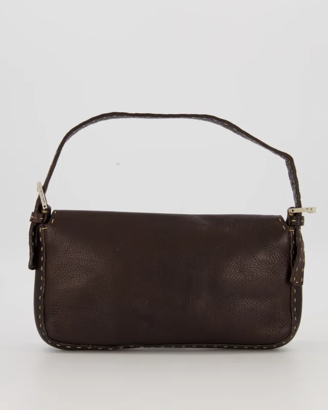 Fendi Selleria Brown Stitched Edge Baguette Bag in Brown Leather from Sellier, photo 4 of 5