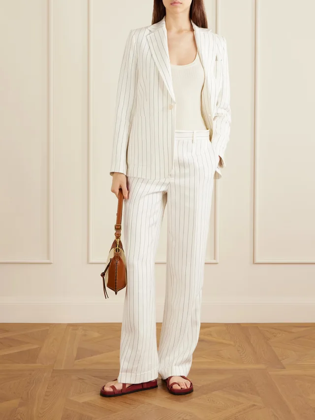 POLO RALPH LAUREN Pinstriped hemp blazer in White, photo 2 of 2 from NET-A-PORTER (Canada)