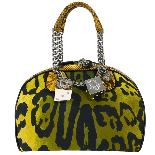 Dior Yellow Python Gambler Dice Bowler Bag in Yellow Python from AMORE Vintage Tokyo