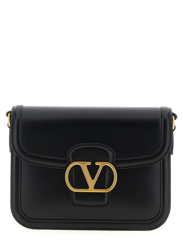 Valentino Garavani Vlogo Shoulder Bag — Black Smooth Calf Leather in Black Calfskin from HEWI