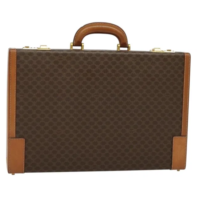 Celine Macadam Canvas Trunk PVC Leather Brown Gold Auth in Brown Canvas from Luxury Promise