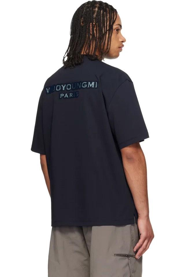 WOOYOUNGMI Navy Tuft Embroidered Back Logo T-shirt, photo 3 of 3 from SSENSE