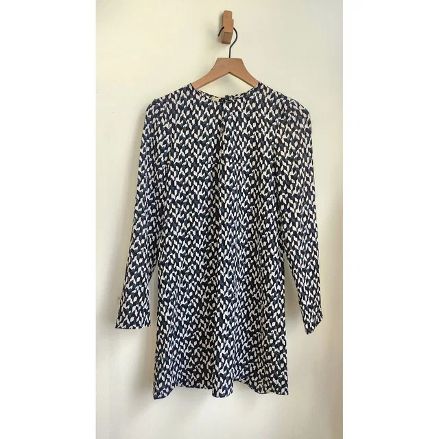 Marni Silk Shift Dress Womens 38 Black Teal Geo Print Button Down Back Luxury in black|white Silk from Poshmark