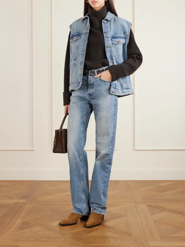 FRAME The Stack high-rise straight-leg jeans in Blue, photo 2 of 2 from NET-A-PORTER (Canada)