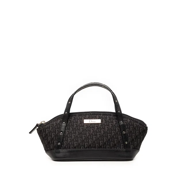 Black Dior Mini Diorissimo Trotter Canvas Street Chic Handbag in Black Canvas from Designer Revival