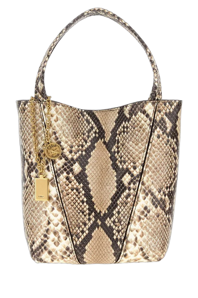 Chloé Python-Print Leather Shoulder Bag — Beige in Beige Python from HEWI